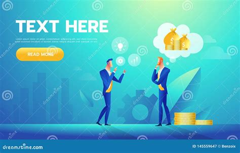 Two Businessmen Talking About Money And Business Vector Illustration