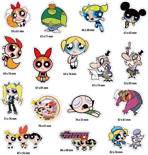 The Powerpuff Girls Pack Of 74 Stickers For Vinyl Waterproof Etsy