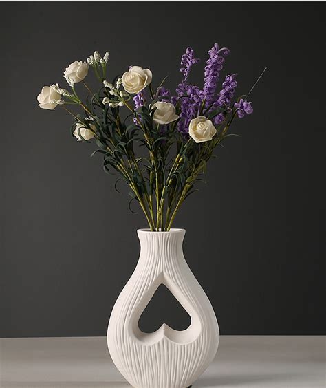白色陶瓷花瓶干花鲜花水培容器办公室客厅花插餐桌桌面摆件包邮 阿里巴巴