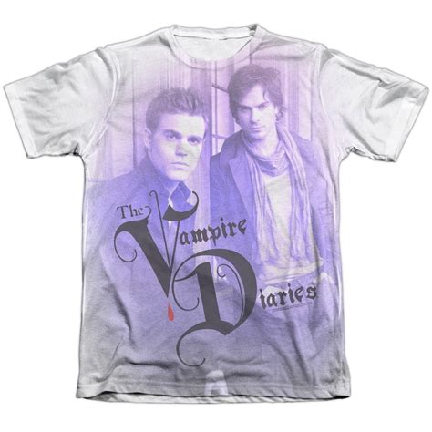 Vampire Diaries Stefan And Damon Mens Sublimation Poly Cotton Shirt