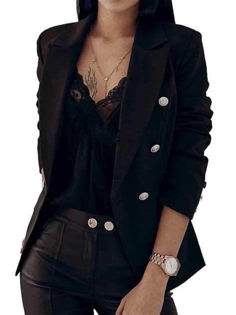 Sexy Dance Womens Open Front Long Sleeves Work Blazer Casual Buttons Jacket Suit Ladies Office