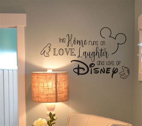 Disney Wall Decal Quote This Home Runs On Love Laughter And Etsy