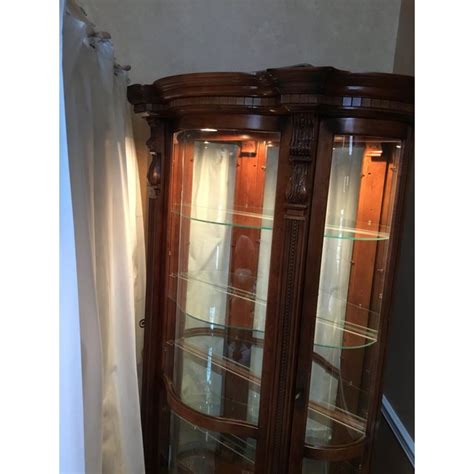 Set 4 curved shelves vintage curio cabinet replacement antique oak wooden wood. Pulaski Curved Curio Cabinet | Chairish
