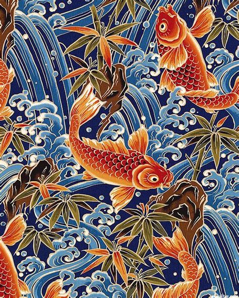 Koi Waterfall Quilt Fabrics From Equiltercom Koi Art Japan Art