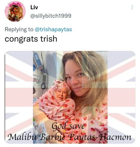 trisha paytas finally gives birth names her malibu barbie