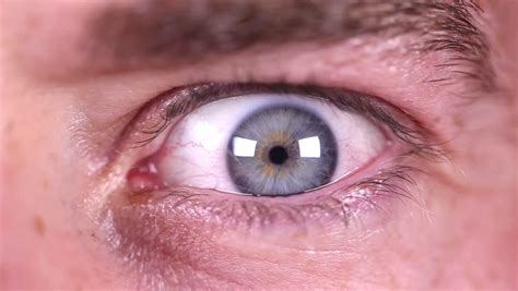 Man Eye Opening Fast Intense Terrified Eye Close Up Blue Male Eye