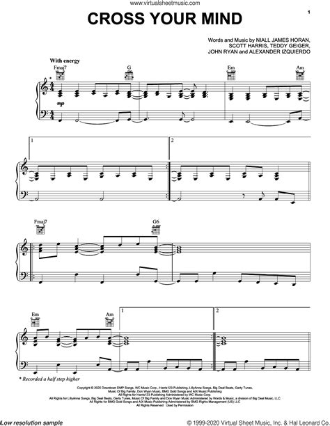 Cross Your Mind Sheet Music For Voice Piano Or Guitar Pdf