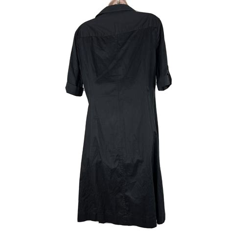 Jones New York Signature Shirt Dress Womens 12 Black Short Sleeve Knee