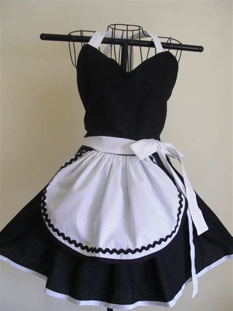 french maid apron pinup retro style black by artsycraftsyboutique 34 00 cool apron