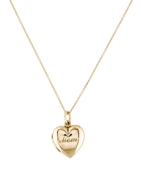 Tiffany And Co Mom Heart Locket Pendant Necklace 18k Yellow Gold