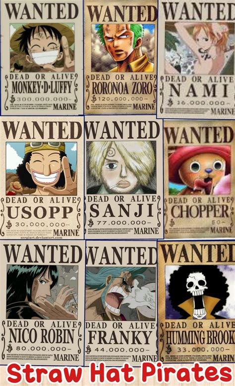 One Piece Wanted Posters Mugiwara Strawhat Pirates Before Time Skip