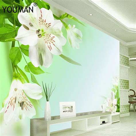 Wallpapers Youman 3d Custom Photo Wall Mural White Lily Flowers Boys