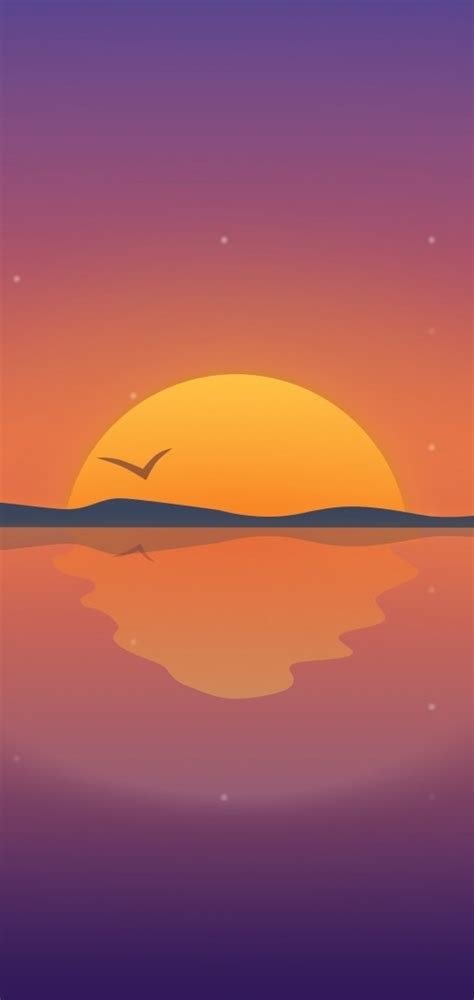 1080x2280 Minimal Reflection Sunset One Plus 6huawei P20honor View 10