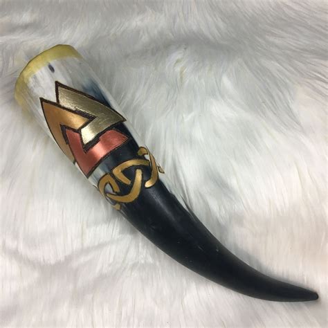 On Hold For Brendon W Viking Drinking Horn With Valknut Etsy