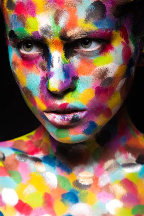 Girl With Colored Face Painted Stock Photo 02 Free Download