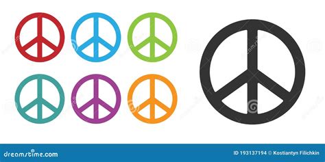 Black Peace Icon Isolated On White Background Hippie Symbol Of Peace