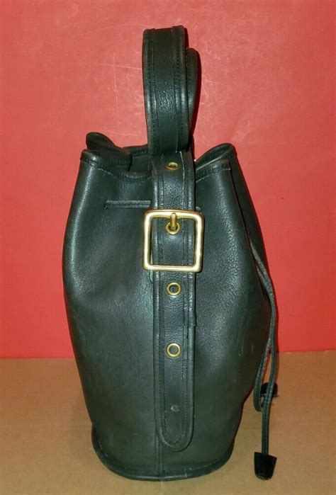 Vtg Coach Lula Legacy 9952 Black Leather Drawstring Bucket Handbag Euc