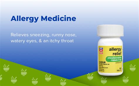 Rite Aid Allergy Medicine Chlorpheniramine Maleate 4mg 100 Count