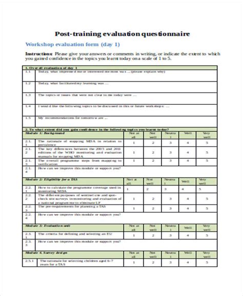 Training Survey Questions Template