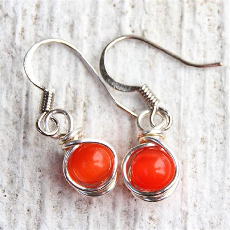 Orange Dangle Earrings Small Orange Earrings Orange Jewelry