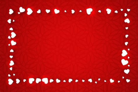 Banner vermelho do dia dos namorados com moldura de corações Vetor Grátis