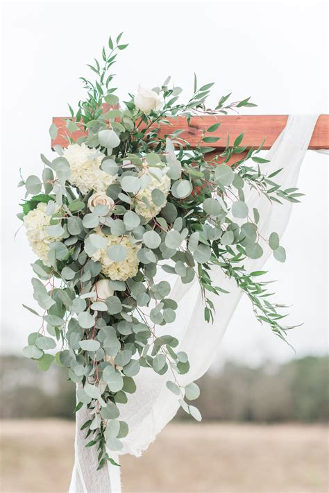 Arbor Corner piece - All white flowers & greenery - hydrangeas, roses