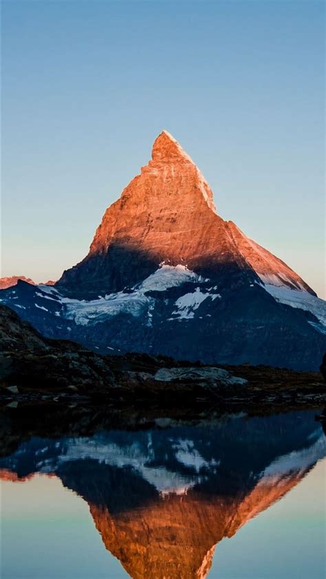 Matterhorn Mountain Glow Sunset Lake Iphone Wallpapers Free Download