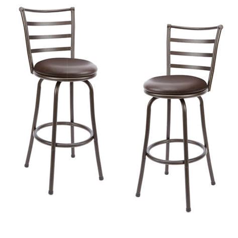 Mainstays 2 Pack Adjustable 24 Or 29 Swivel Bar Stools Brown Faux