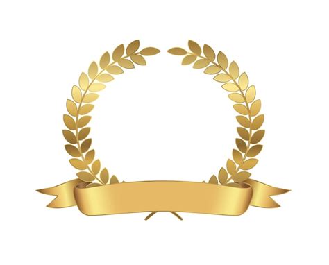 Premium Vector Golden Award Laurel Wreath With Ribbon