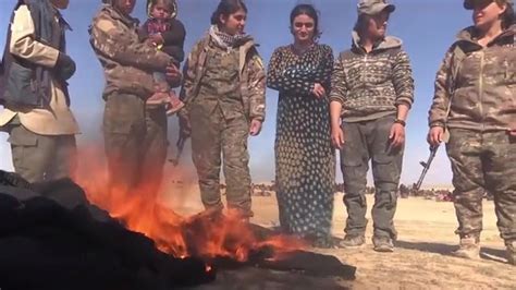 Yazidi Sex Slave Burns Burka As Shes Finally Freed From Clutches Of