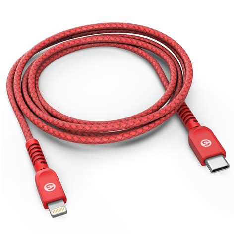 Lightning To Usb C Braided Cable 1 Ft Red Encased