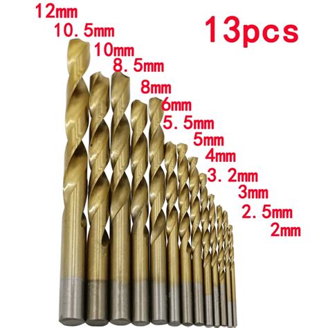 Pcs Mm Hss Twist Drill Bit Set High Speed Steel Titanium Plated