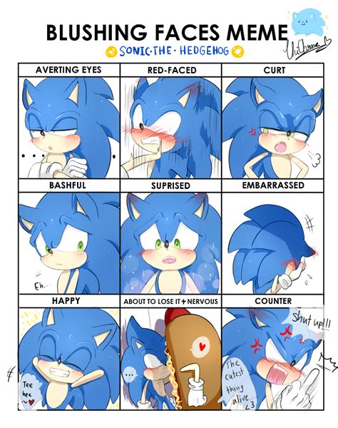 Blushing Faces Meme Sonic The Hedgehog By Unichrome Uni On Deviantart Sonic Funny Sonic And Amy