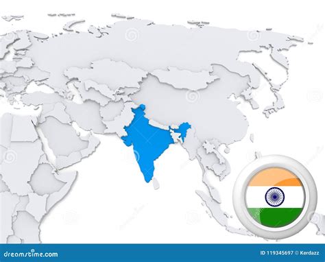 La India En El Mapa De Asia Stock De Ilustración Ilustración De
