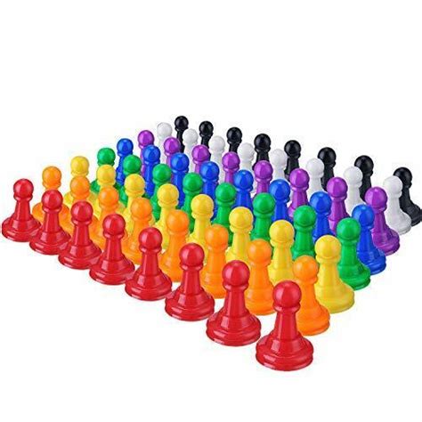 64 Pieces Multicolor Plastic Pawn Board Games 1 Inch Game Pawns