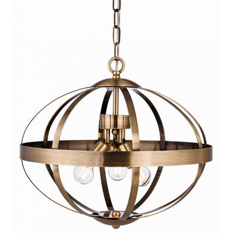 Firstlight 3709ab Healey 3 Light Ceiling Pendant In Antique Brass