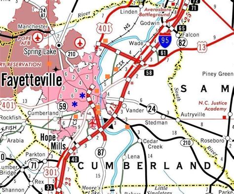 Highway Map Of Cumberland Countys Title V Facilities North Carolina