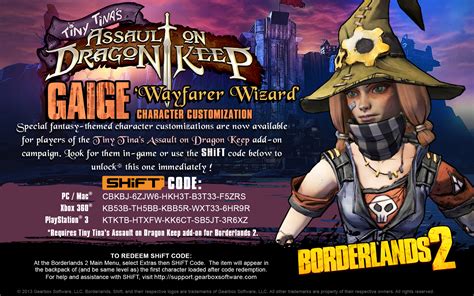 Borderlands 2 ‘dragon Keep Heads Shift Codes Gearbox Software