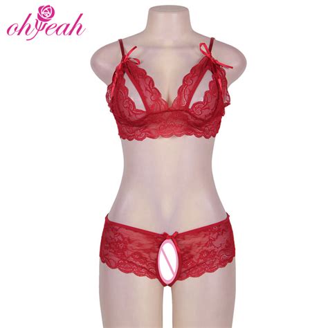 Crotchless Booty Short Red Open Cup Bra Set Sexy Underwear Buy Open