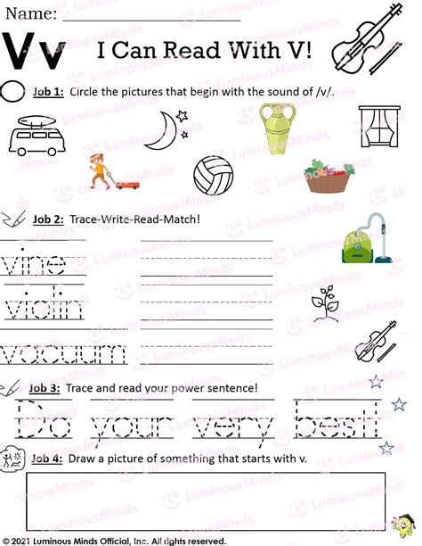 Phonics Worksheet Letter V Classful