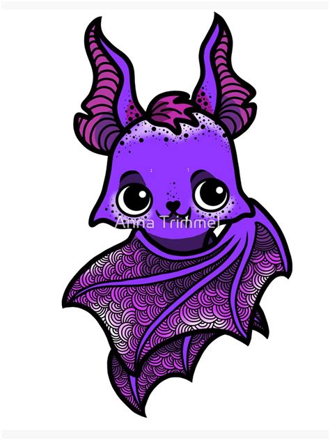 Purple Bat Magnet For Sale By Annatrimmel Redbubble