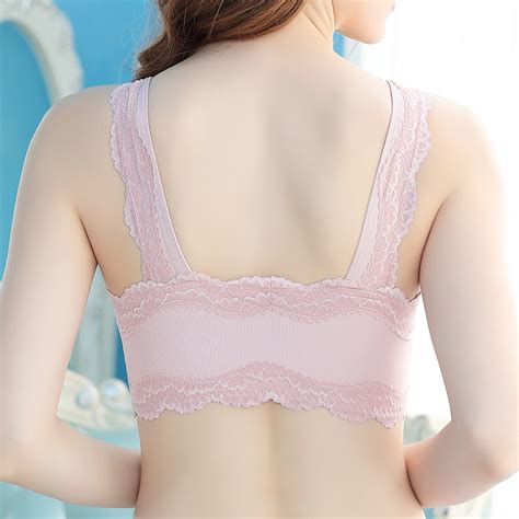 New Lace Front Zipper Wireless Cotton Full Cup Gather Bra Chile Shop