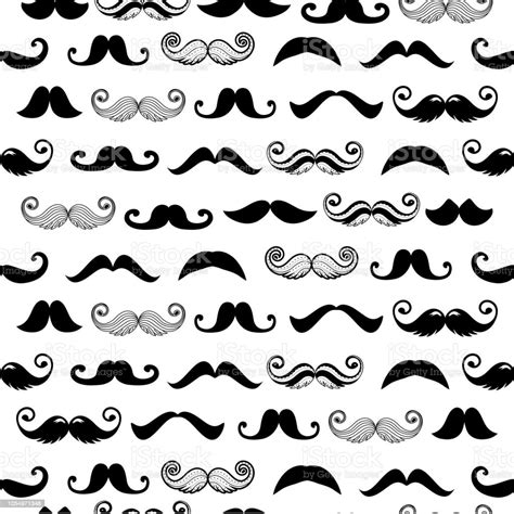 Moustache Mustache Vector Seamless Pattern Background Hipster Stock