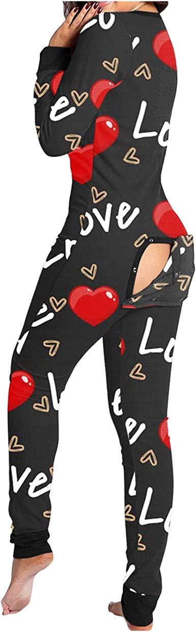 Gijk Women S Sexy Onesies Adult Graphic Jumpsuit Long Sleeve One Piece