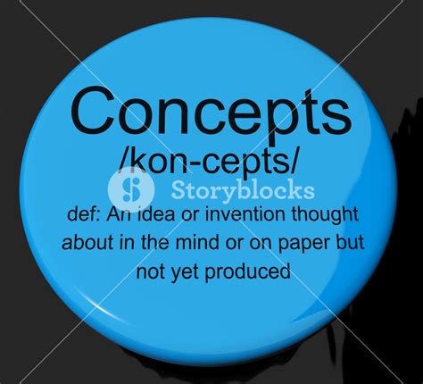 Concepts Definition Button Showing Ideas Thoughts Or Invention Royalty