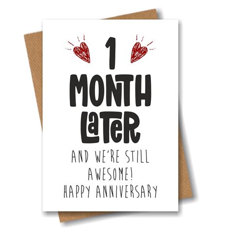 1st Month Anniversary Card 1 Month Later And Still Awesome Etsy Uk