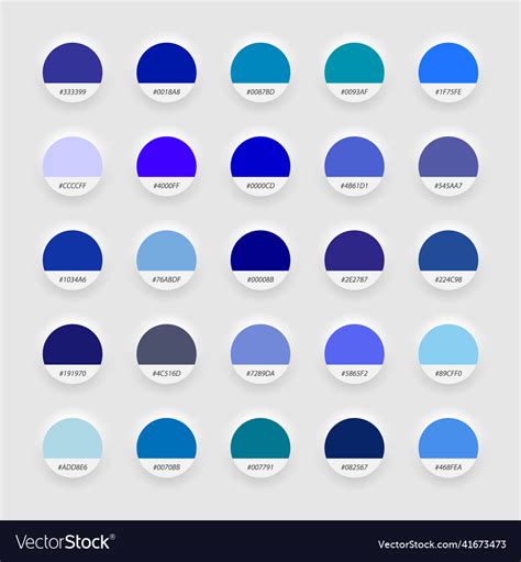 Shades Of Blue Swatch Color Palette Neomorphism Vector Image