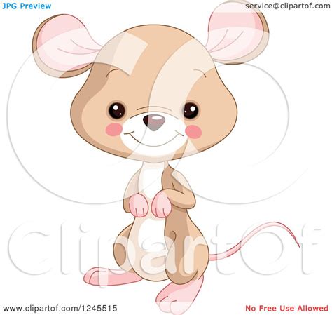 Clipart Of A Cute Brown Baby Mouse Royalty Free Vector