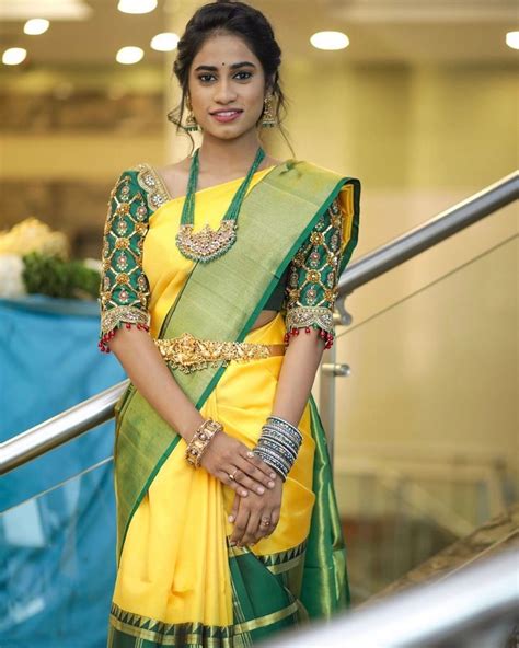 Shivanishree Looking Gorgeous In Yellow Green Saree 💖💖💖 📸 Zerogravityphotograph Silk