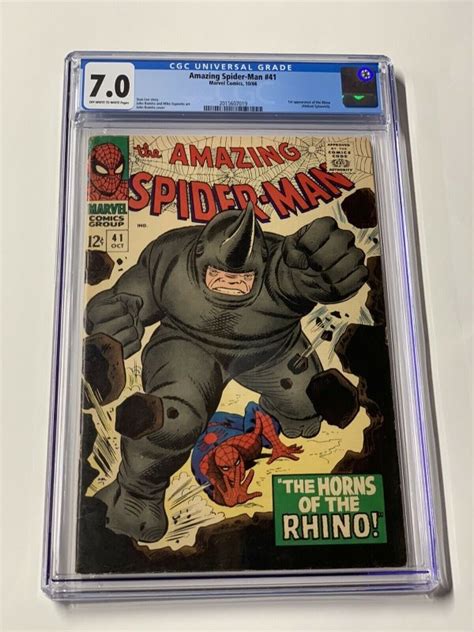 Amazing Spider Man 41 Cgc 70 Oww Pages Marvel 1966 1st Rhino Comic
